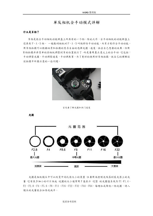 单反相机[M档]全手动模式详解