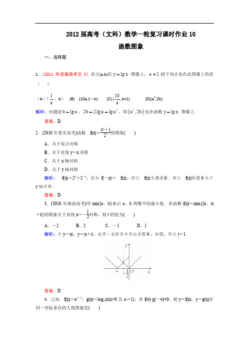 2012高考数学文北师大版一轮复习课后练习10函数图象