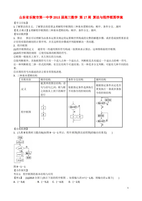 山东省乐陵市第一中学高三数学 第17周 算法与程序框图