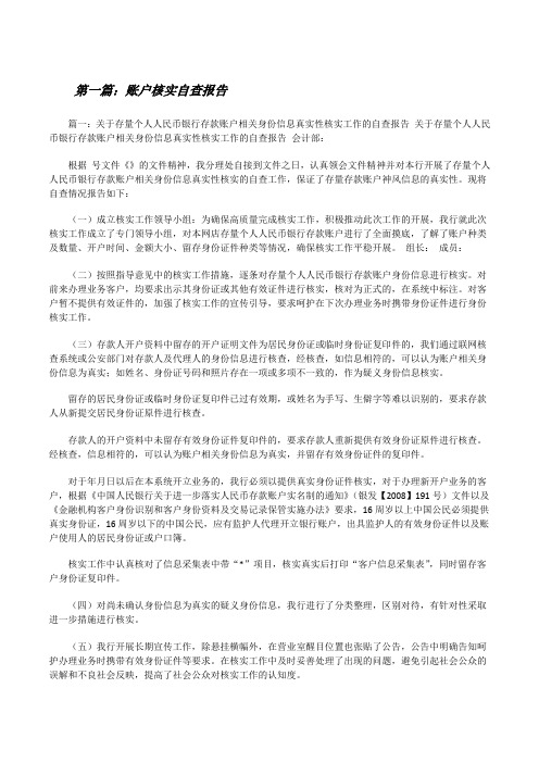 账户核实自查报告(合集五篇)[修改版]