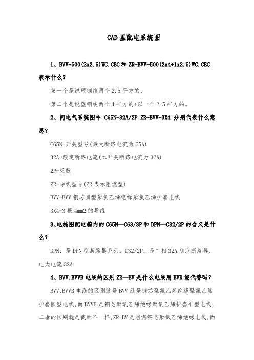 建筑配电图用线符号及各线安装符号在CAD中的表示含义