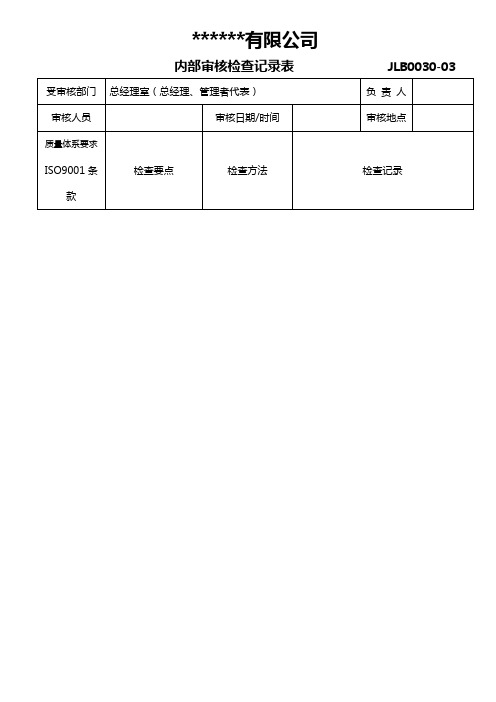 ISO9001：2008内审检查表(实用)(DOC)