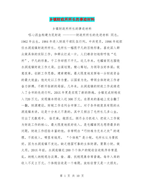 乡镇财政所所长的事迹材料