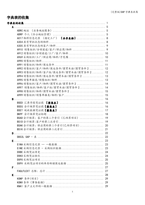 (完整版)SAP字典表收集