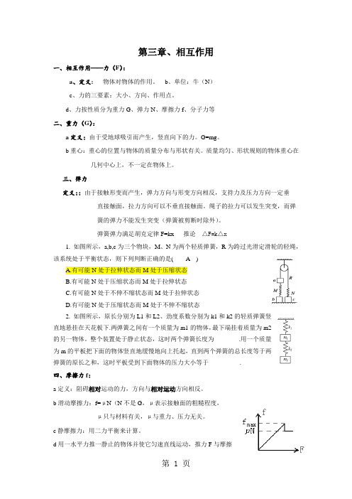 人教高中物理 必修一 第三章相互作用知识点总结(无答案)-精选学习文档