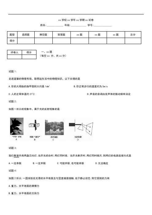 初中物理 雅安自主招生考试考试卷 考试题及答案.docx