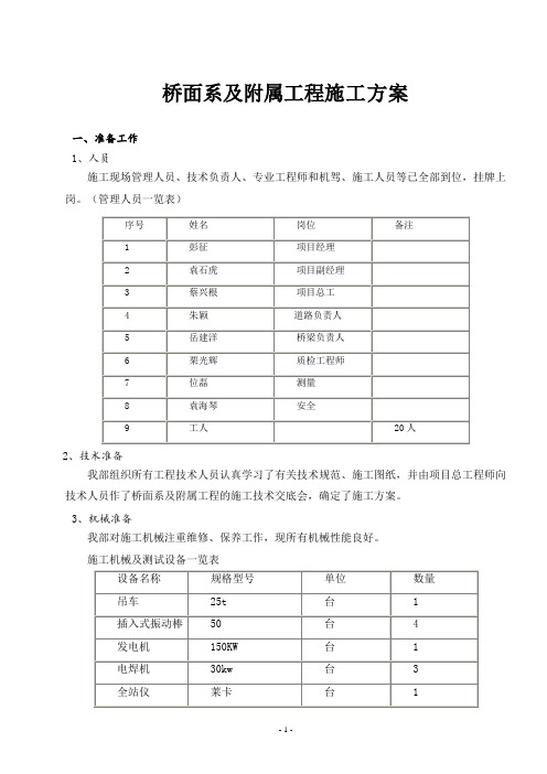 桥面系及附属工程施工技术方案