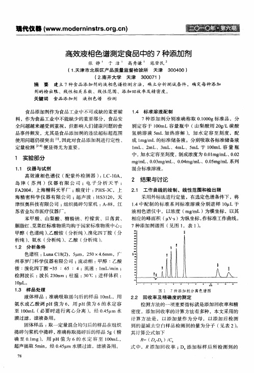 高效液相色谱测定食品中的7种添加剂