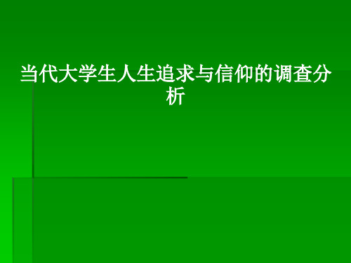 当代大学生人生信仰及追求的调查研究