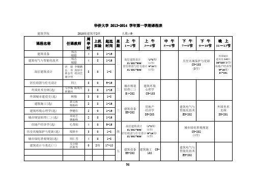 华侨大学建筑学院课程表-10建2