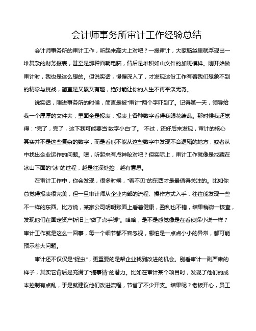 会计师事务所审计工作经验总结