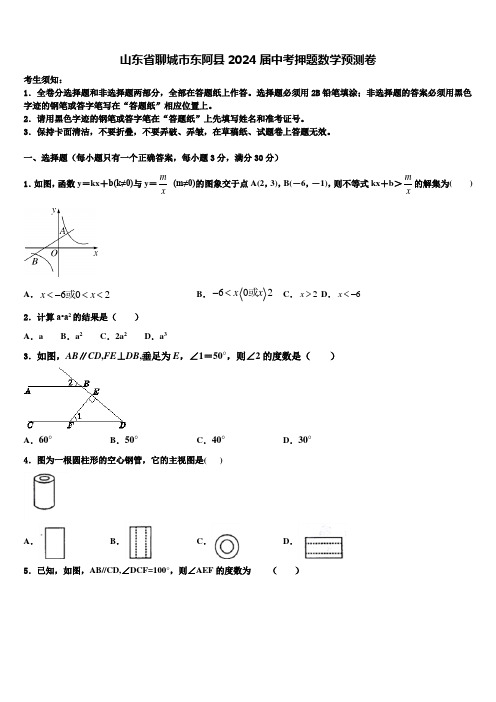 山东省聊城市东阿县2024届中考押题数学预测卷含解析