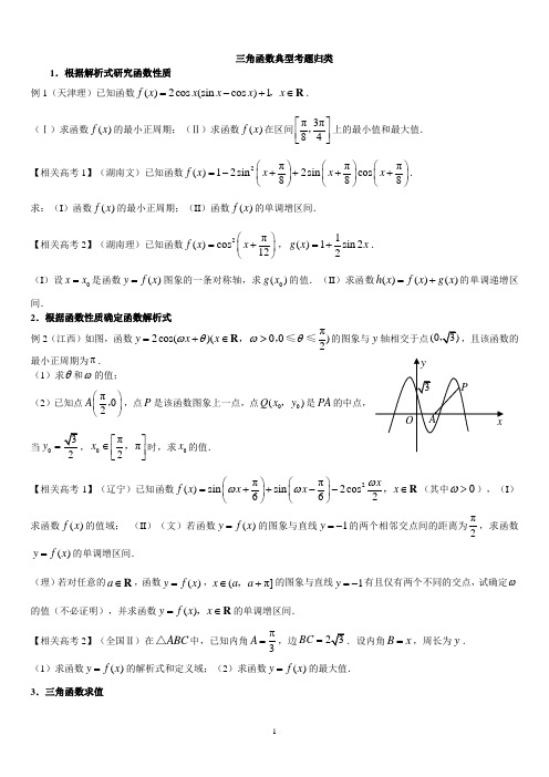 高中数学必修4三角函数知识点与题型总结 - 副本