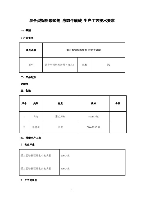 混合型饲料添加剂 液态牛磺酸 工艺技术参数