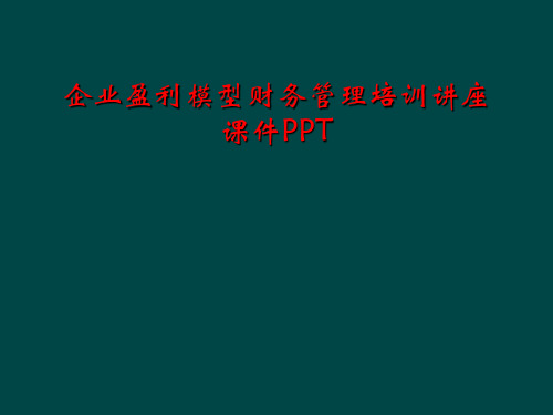 企业盈利模型财务管理培训讲座课件PPT