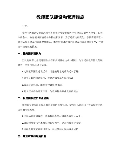 教师团队建设和管理措施