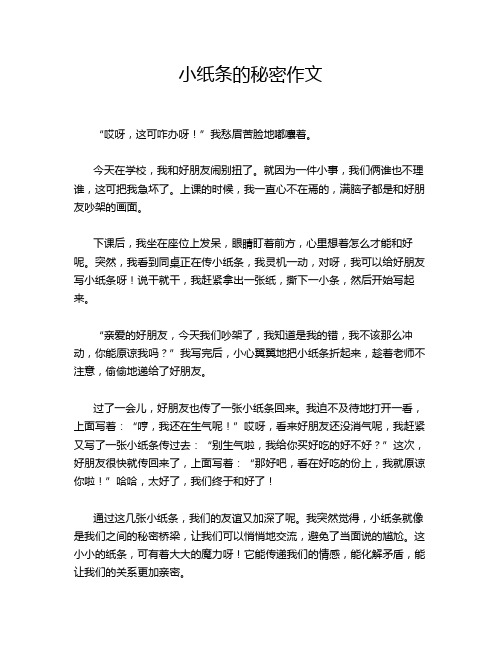 小纸条的秘密作文