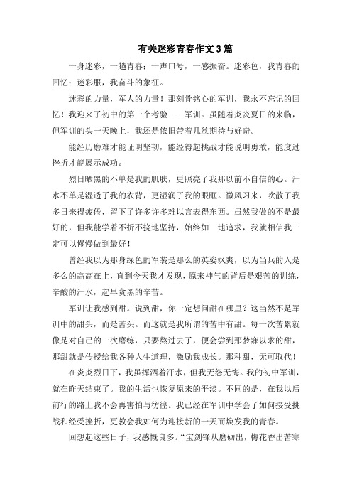 有关迷彩青春作文3篇精选