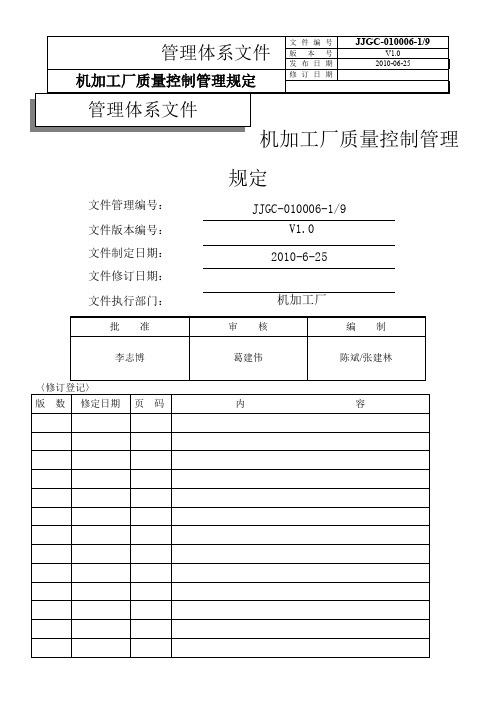 机加工厂质量控制程序