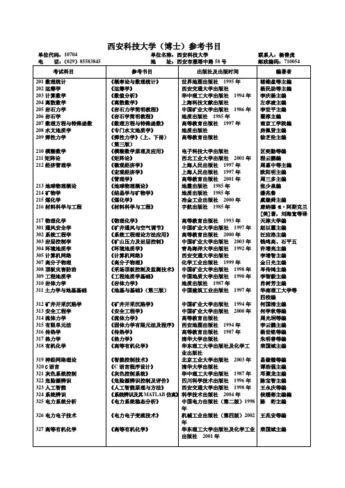 西安科技大学(博士)参考书目