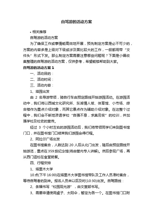 自驾游的活动方案