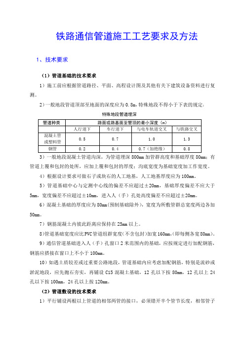 铁路通信管道施工工艺要求及方法