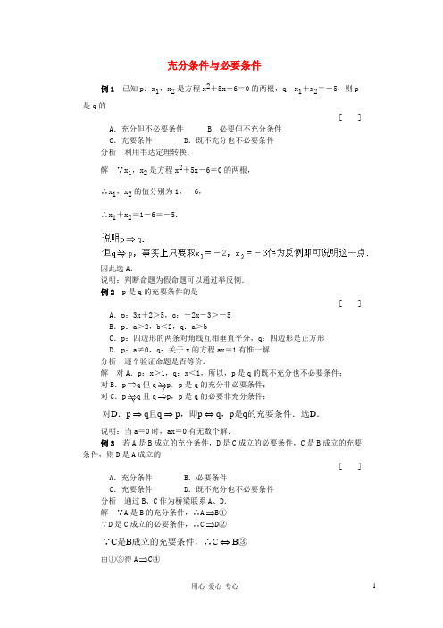 高考数学 百大经典例题 充分条件与必要条件