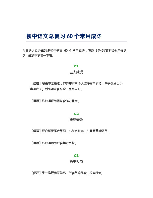 初中语文总复习60个常用成语