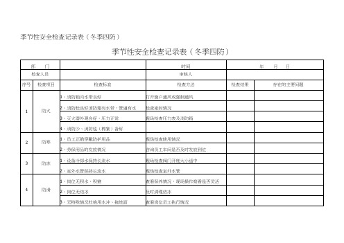 季节性安全检查记录表(冬季四防)