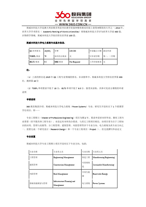 斯威本科技大学电力系统好吗