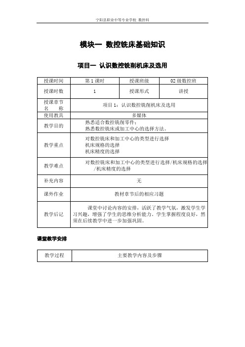 数控铣床基础知识培训教材