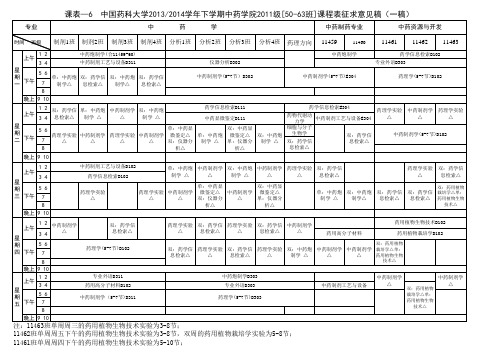 课表6—中药学院2011级课表征求意见稿(一稿)