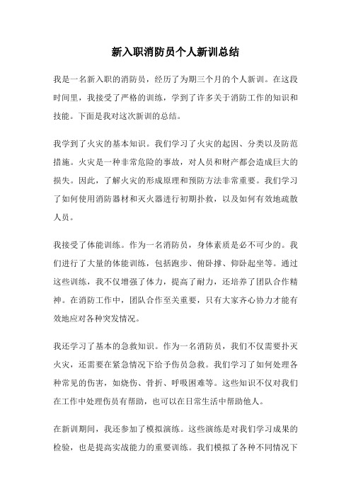 新入职消防员个人新训总结