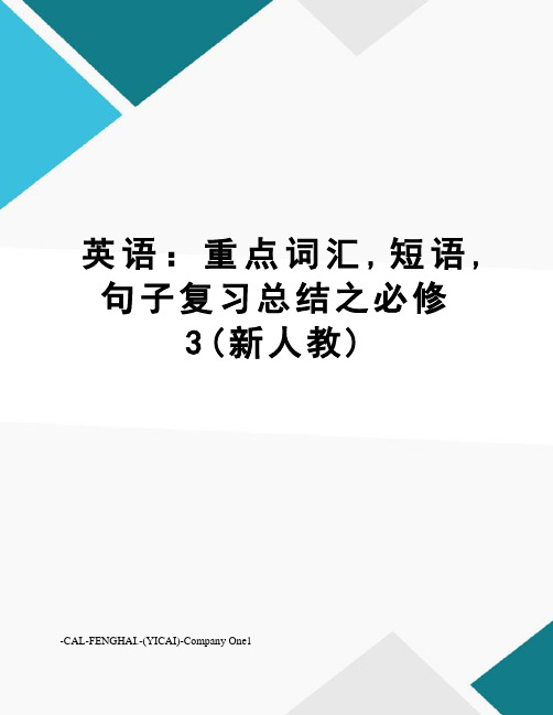 英语：重点词汇,短语,句子复习总结之必修3(新人教)