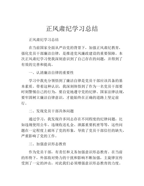 正风肃纪学习总结