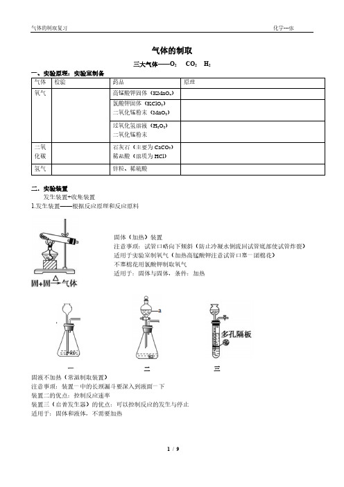 中考化学专题复习—气体的制取