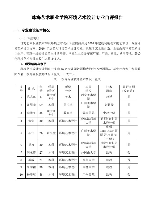 珠海艺术职业学院环境艺术设计专业自评报告