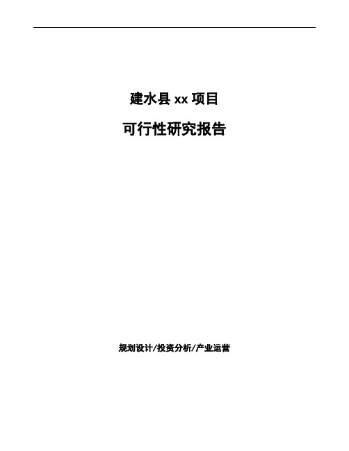 建水县项目可行性研究报告说明