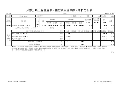 表-09 分部分项工程量清单综合单价分析表(机械回填碾压)