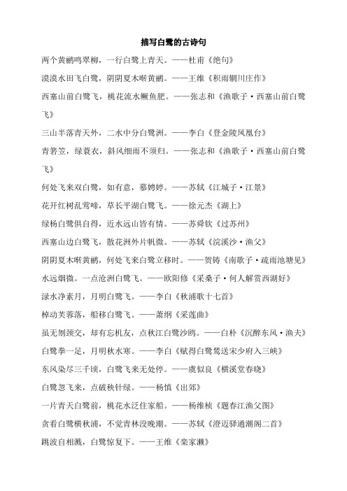 描写白鹭的古诗句