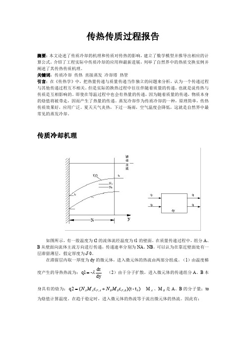 传热传质过程报告