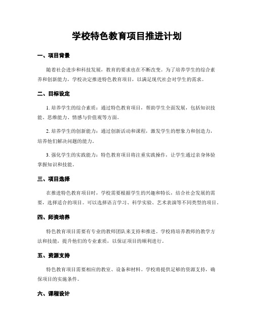 学校特色教育项目推进计划