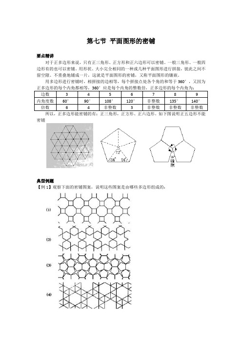 初中数学知识点精讲精析  平面图形的密铺 (2)