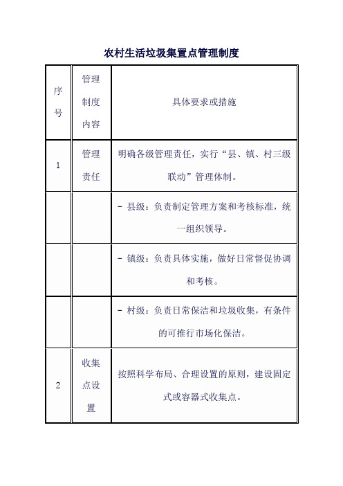 农村生活垃圾集置点管理制度