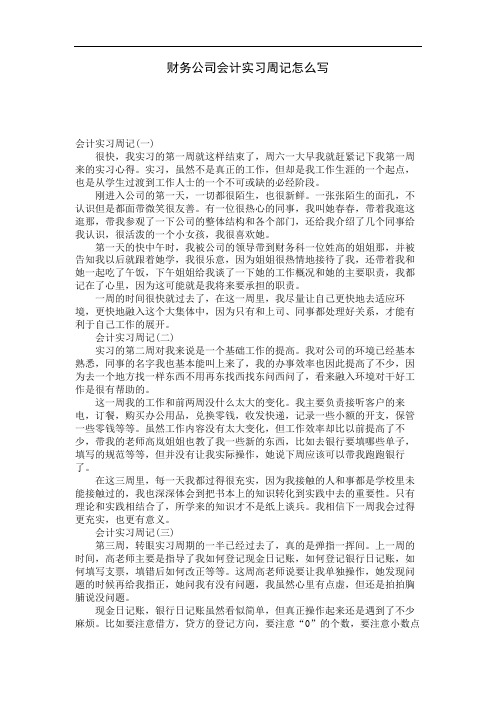 财务公司会计实习周记怎么写