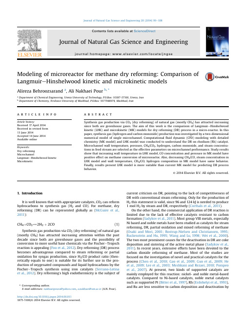Modeling of microreactor for methane dry reforming Comparison of Langmuir–Hinshelwood kinetic