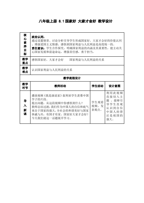 第四单元 维护国家利益 单元教案-2022-2023学年八年级道德与法治上册