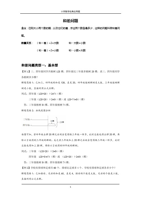 小学数学应用题讲解——和差问题