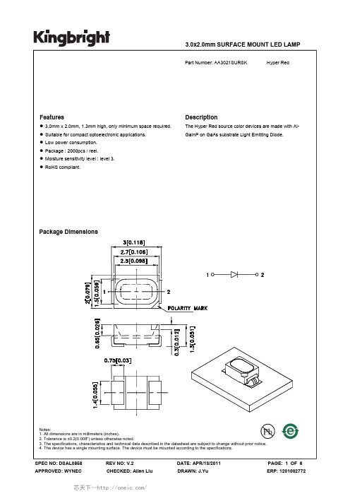 AA3021SURSK, 规格书,Datasheet 资料