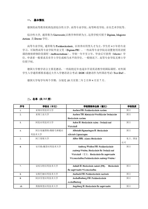 中华人民共和国教育部教育涉外监管信息网承认德国高校名单